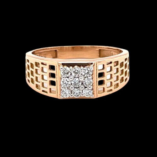 1.44 Ct Diamond Men's Openwork Engagement Ring 14K Rose Gold Plated