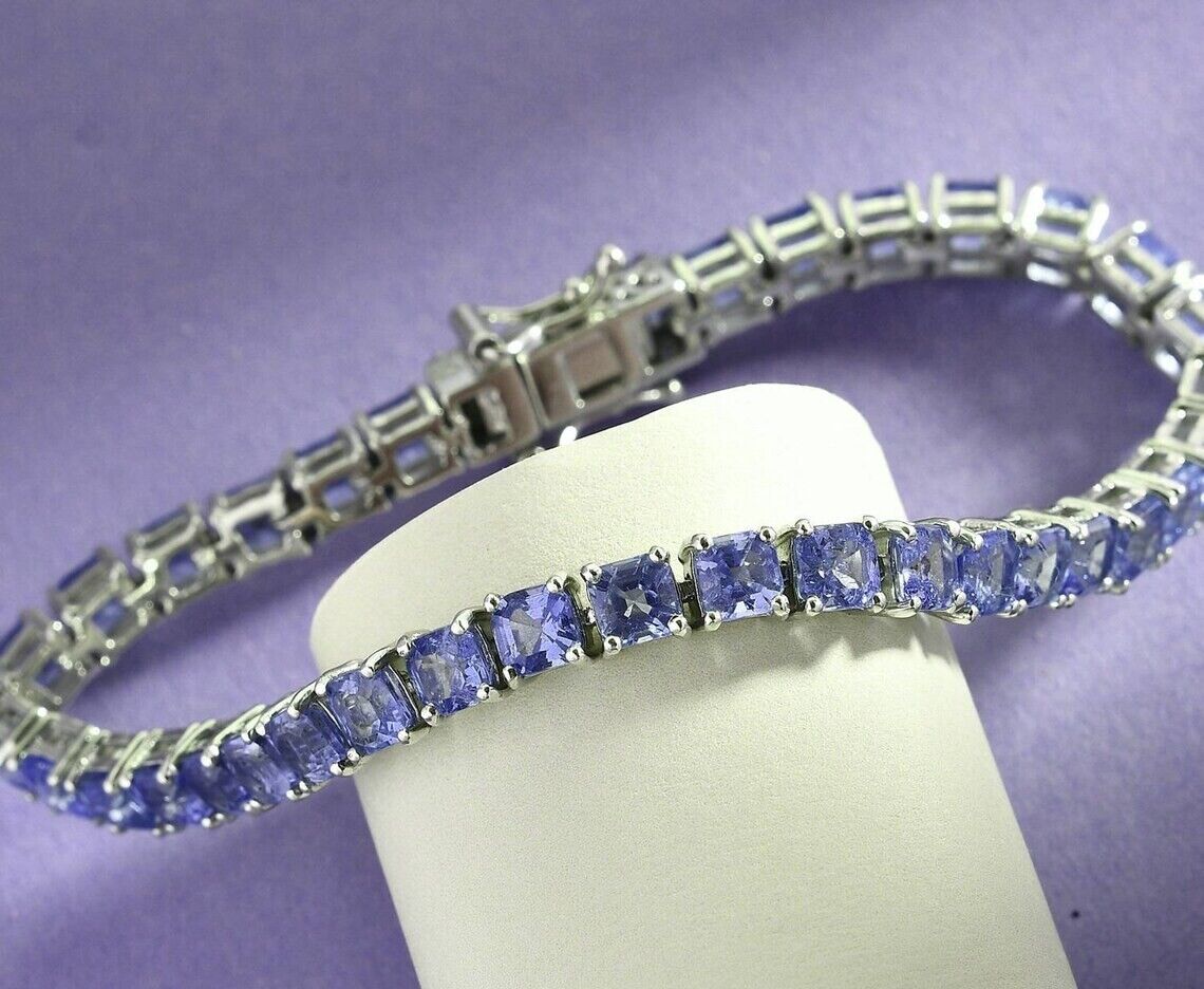 10.00Ct Lab-Created Cushion Cut Tennis Amethyst Bracelet 7 IN 925 Sterling Silver