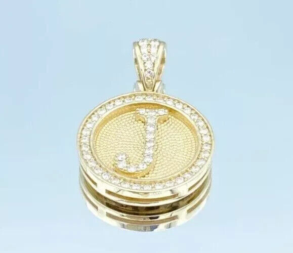 14K Yellow Gold Plated 2Ct Round Lab Created Diamond Initial J Letter Pendant