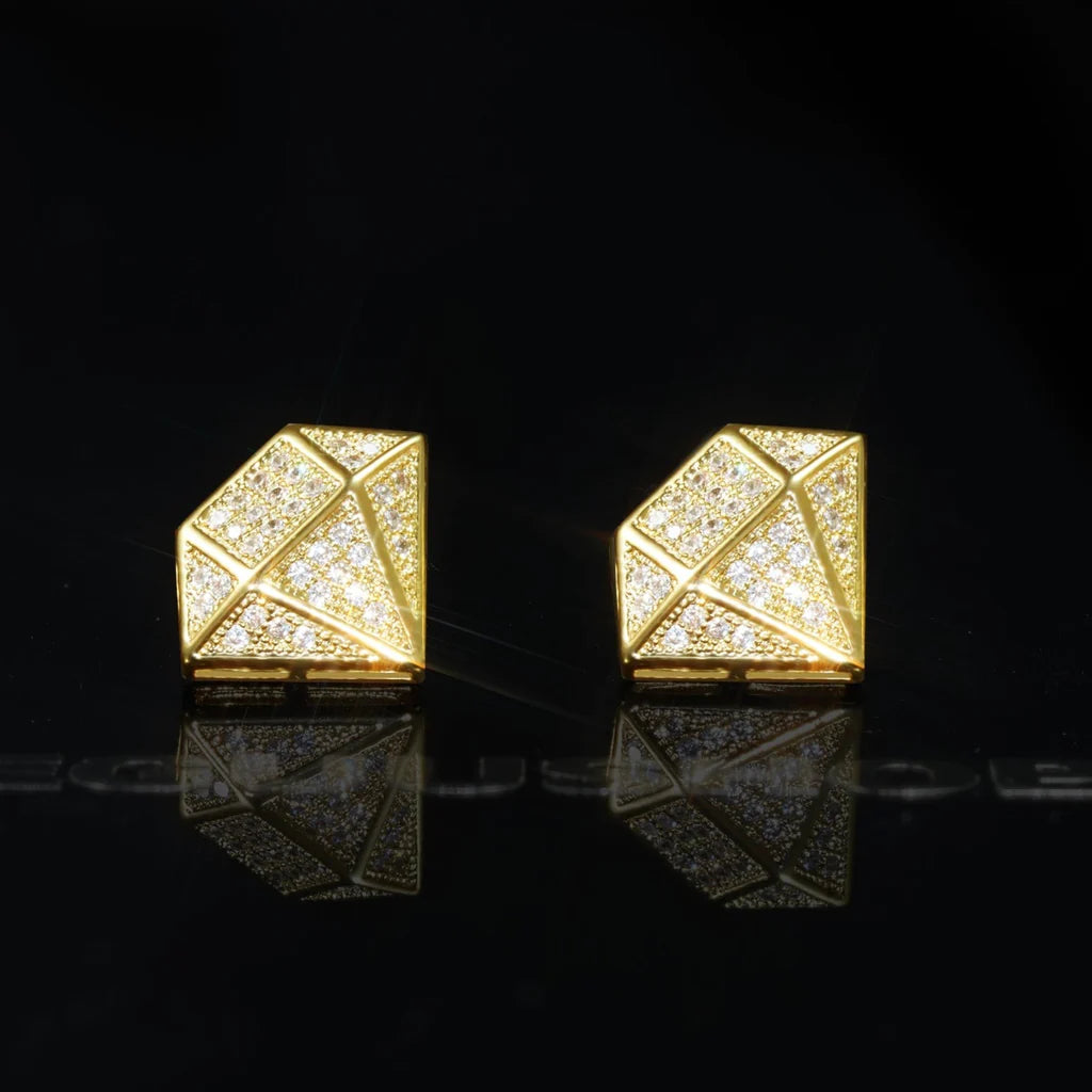 5Ct Round Cut VVS1 Men's Star Diamond Hip Hop Stud Earrings 14K Yellow Gold Finish