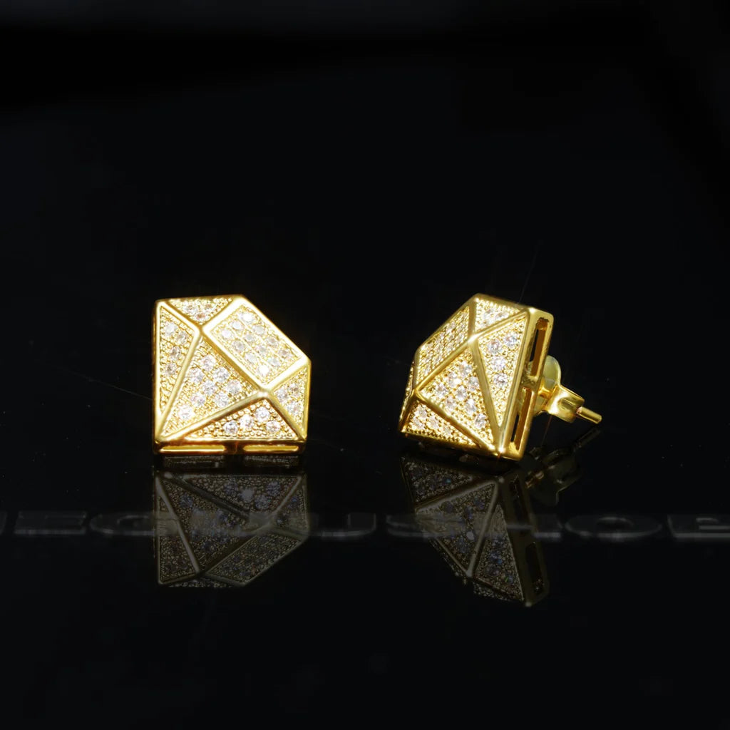 5Ct Round Cut VVS1 Men's Star Diamond Hip Hop Stud Earrings 14K Yellow Gold Finish