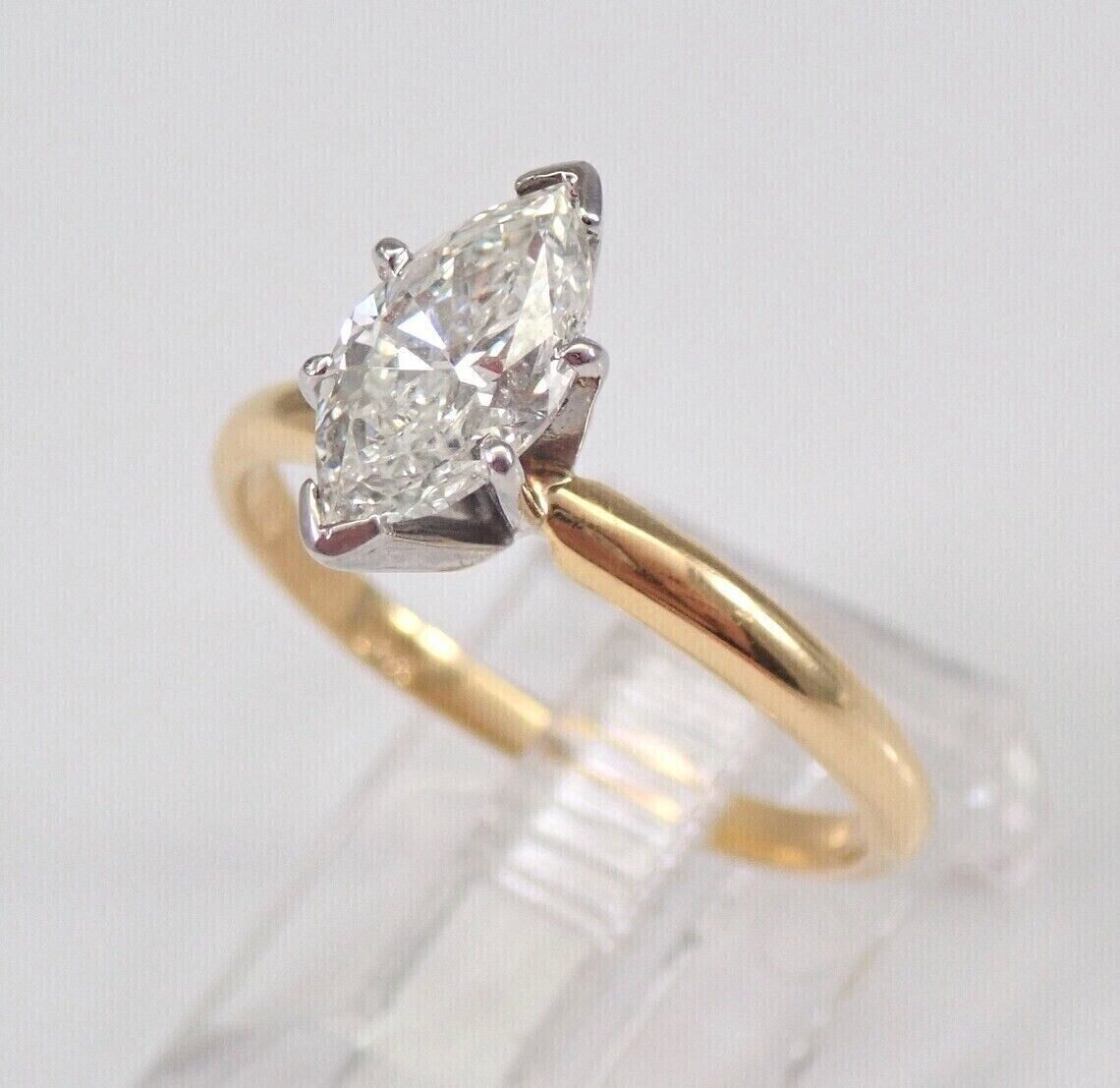 2.00Ct Marquise Cut Moissanite Solitaire Engagement Ring 14K Yellow Gold Plated