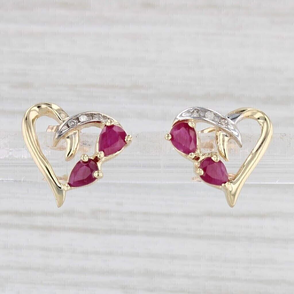 2Ct Pear Cut Lab Created Pink Ruby Women's Stud Earrings 14KTwo Tone Gold Plated