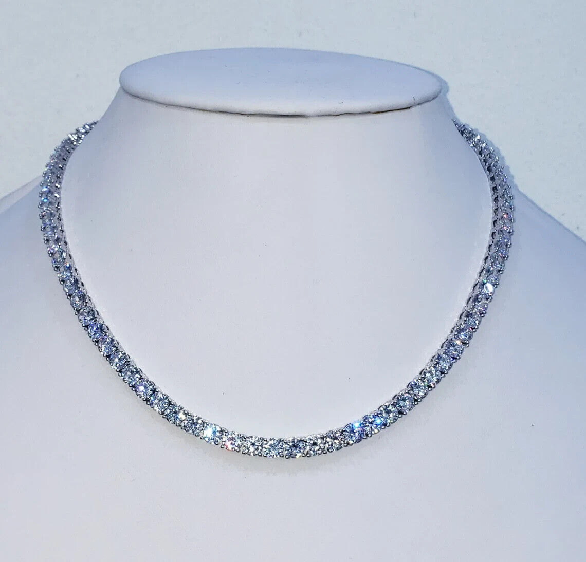 3.5MM 18Ct Round Lab Created Diamond Tennis Necklace 14K White Gold Plated 18in