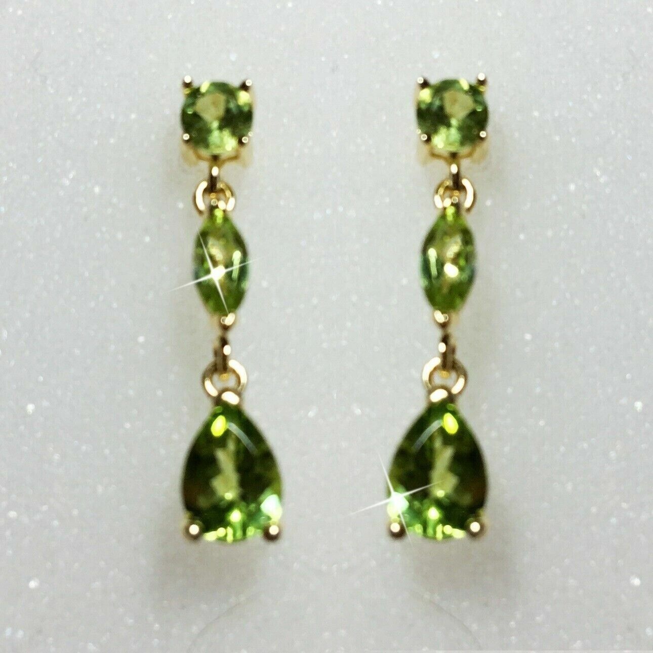 3.00Ct Lab Created Marquise & Pear Peridot Drop Dangle Earrings Yellow Gold Plated