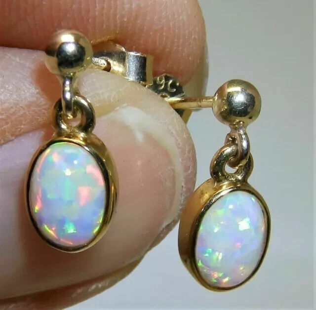 3.0Ct Oval Cut Lab Created Fire Opal Drop/Dangle Earrings 14K Yellow Gold Plated