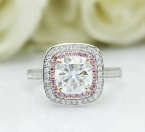 4.00Ct Cushion Cut Glorious Halo Engagement Wedding Ring 14K W Gold