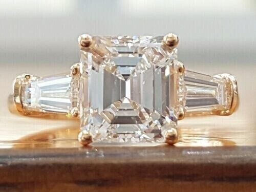 4.00Ct Emerald Cut Lab Diamond Wedding Ring 14K Yellow Gold Finish