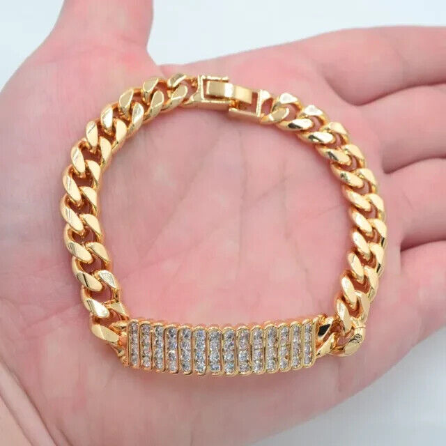 6.00Ct Diamond Trendy Link Men Gift Bracelet 814K Yellow Gold Plated