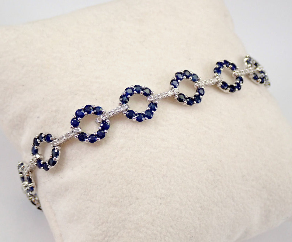 7.00Ct Round Cut Lab-Created Sapphire Women Tennis Bracelet 14K White Gold Plated