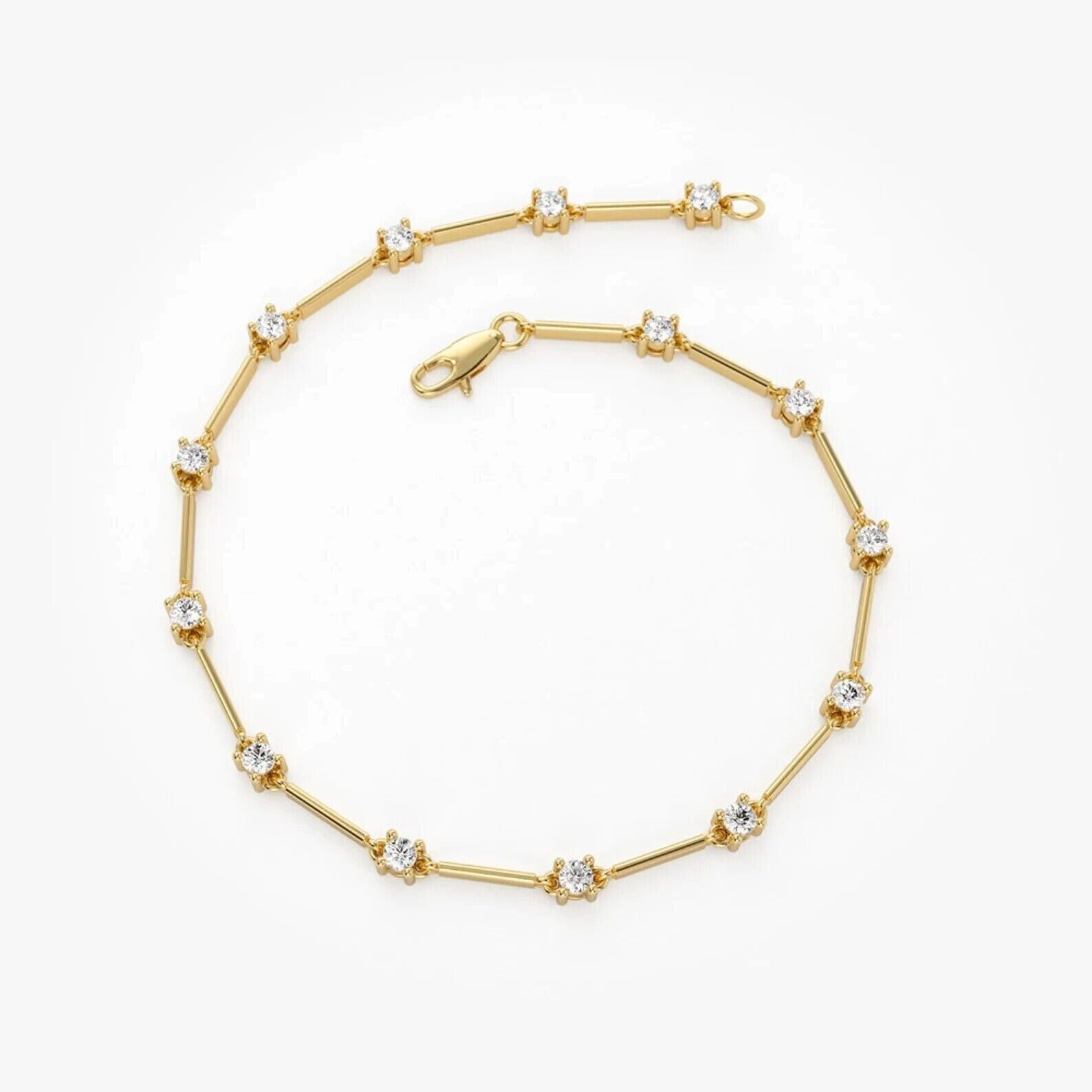 Diamond Lab Created 3Ct Round Cut Women's Tennis Bracelet 14K Yellow Gold Plated