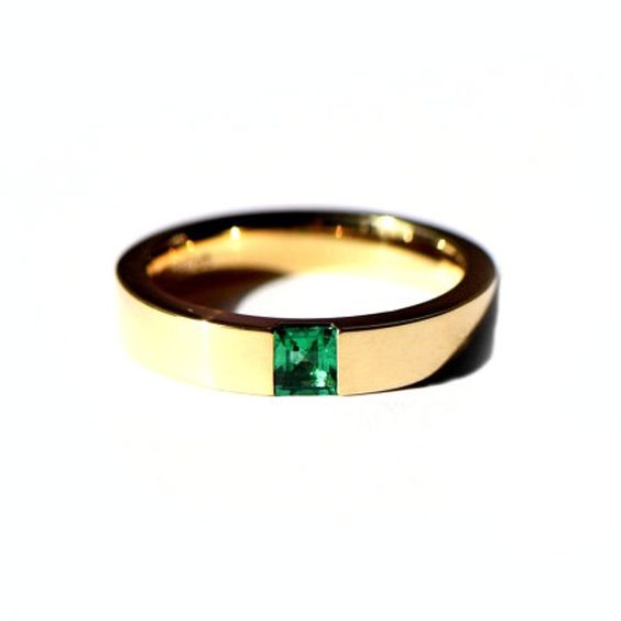 Natural Zambian Emerald Classic Wedding Band 14K Gold Princess Cut Emerald Promise Statement Ring Channel Set Emerald Anniversary Gift Band.