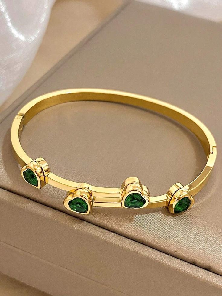 1 pc Green Cubic Heart Bracelets Bracelets Women Cuff Bracelets Christmas Daily Party Jewelry Gifts