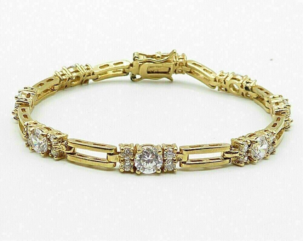 4.00Ct Round Cut Lab-Created Diamond Women Tennis Bracelet 14k Yellow Gold Plated