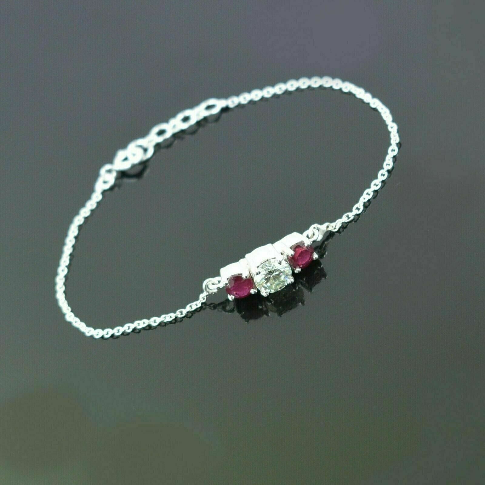 2.50 Ct Round Cut Lab Created Ruby Women's Tennis Bracelet 925 Sterling Silver