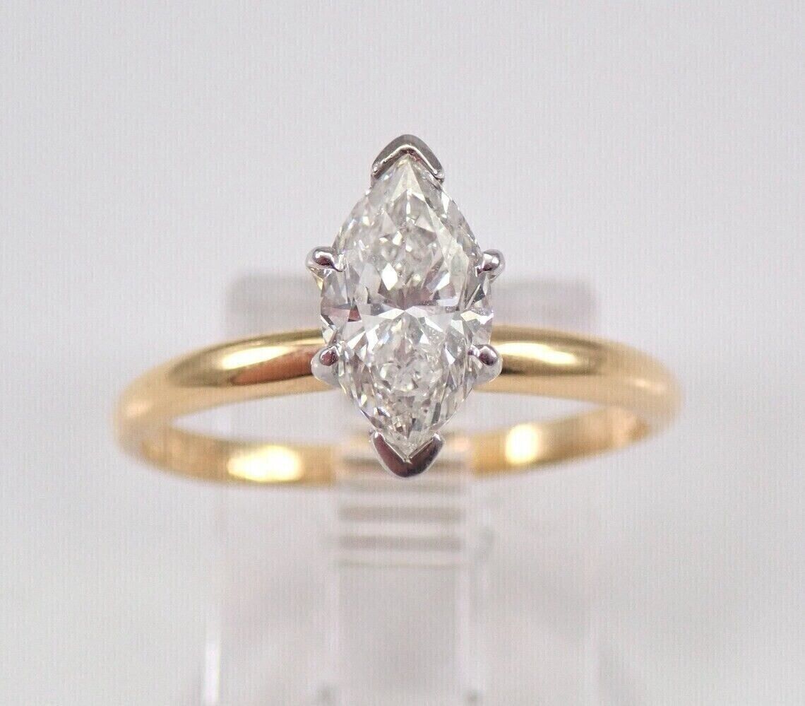 2.00Ct Marquise Cut Moissanite Solitaire Engagement Ring 14K Yellow Gold Plated