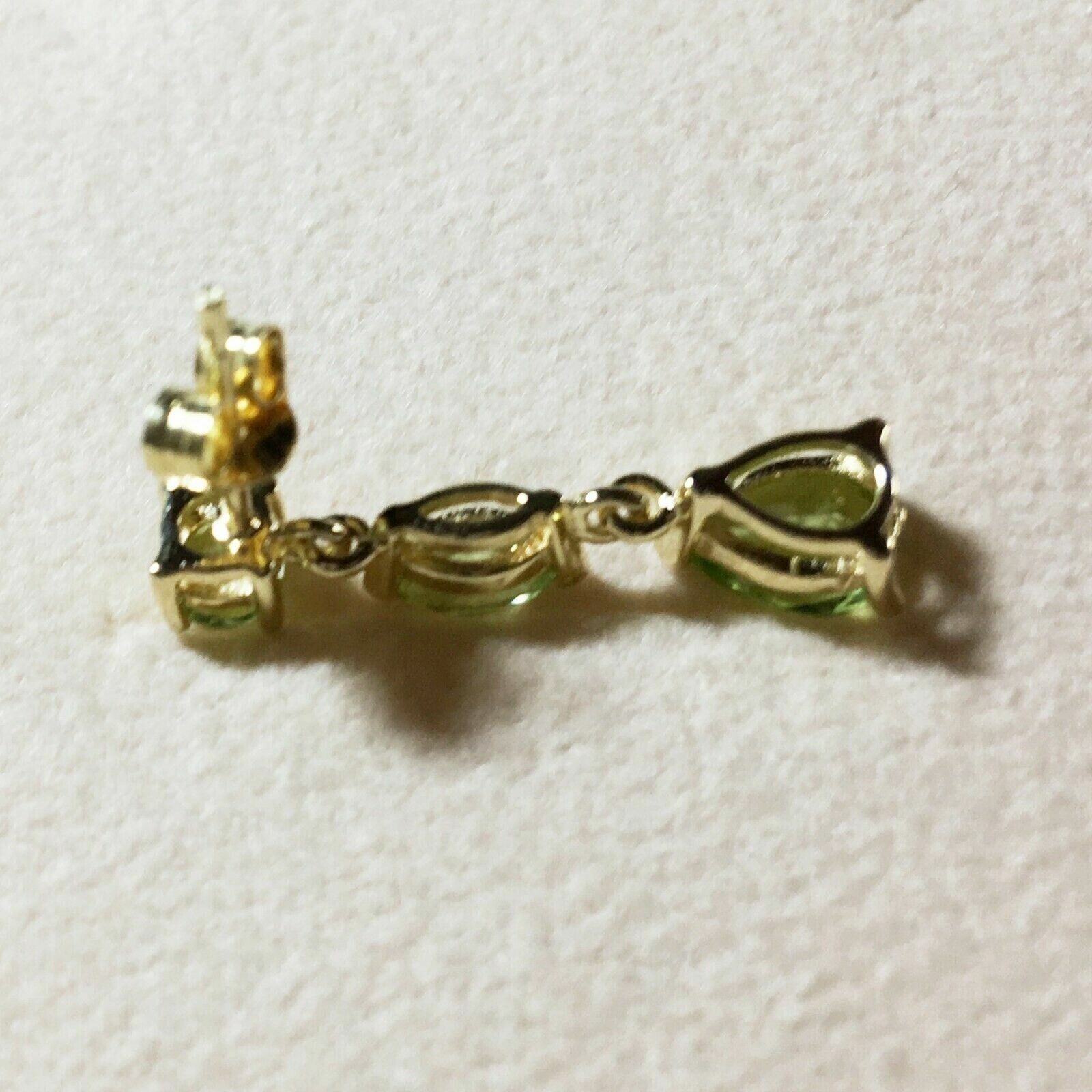 3.00Ct Lab Created Marquise & Pear Peridot Drop Dangle Earrings Yellow Gold Plated