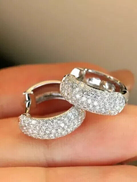 2.00Ct Round Cut Real Moissanite Women's Heggie Hoop Earrings 925 Sterling Silver