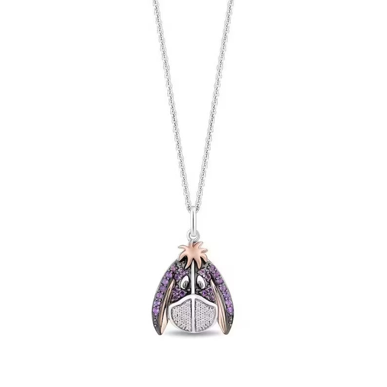 14K Rose Gold Plated 0.5Ct Round Cut Lab Amethyst Women's Eeyore Pendant