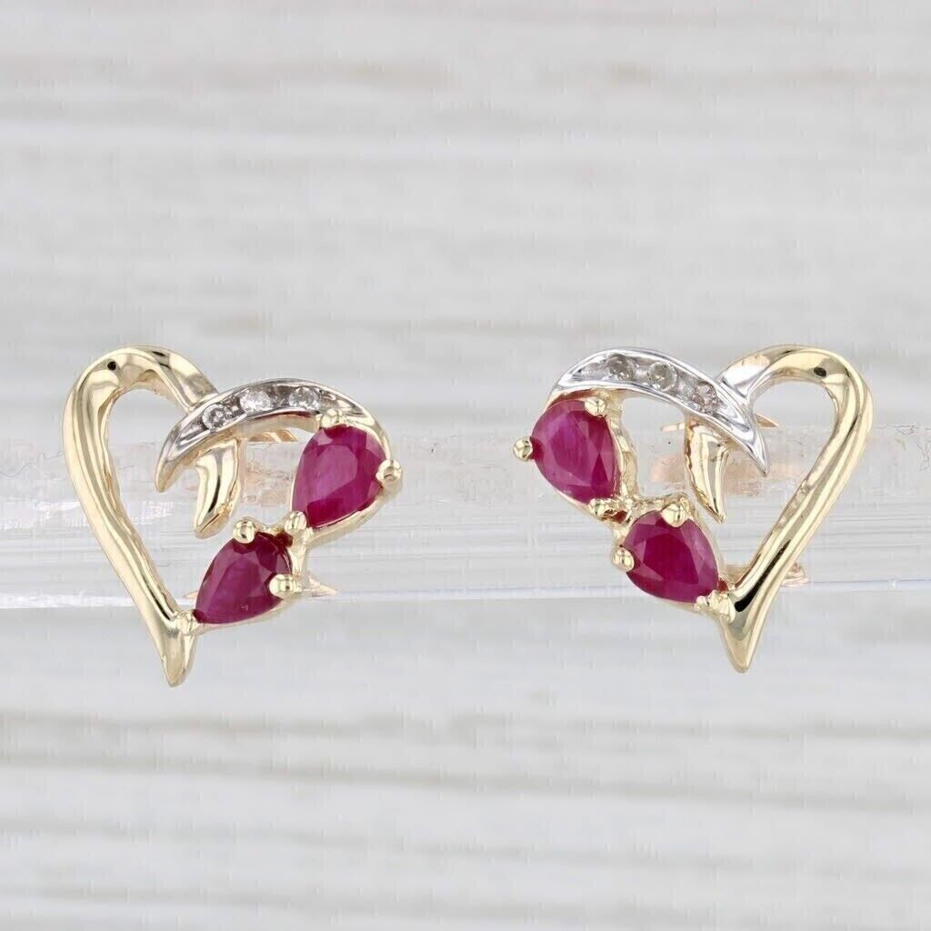 2Ct Pear Cut Lab Created Pink Ruby Women's Stud Earrings 14KTwo Tone Gold Plated