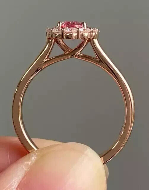 2.Ct Oval Cut Lab Created Pink Sapphire Engagement Ring 14K Rose Gold Plated