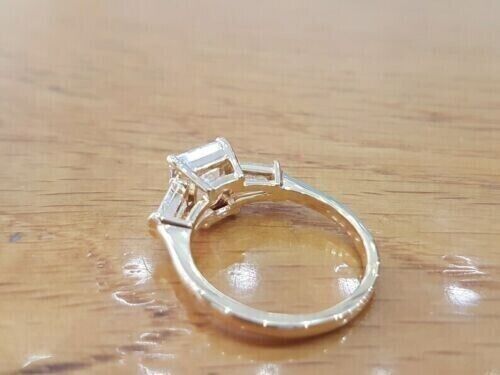 4.00Ct Emerald Cut Lab Diamond Wedding Ring 14K Yellow Gold Finish