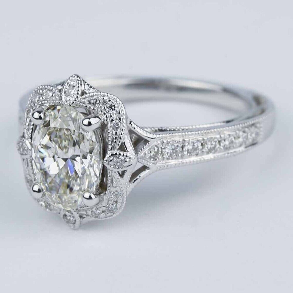 NEW 1.60Ct Round Lab-Created Diamond 14k White Gold Art Deco Engagement Bridal Ring