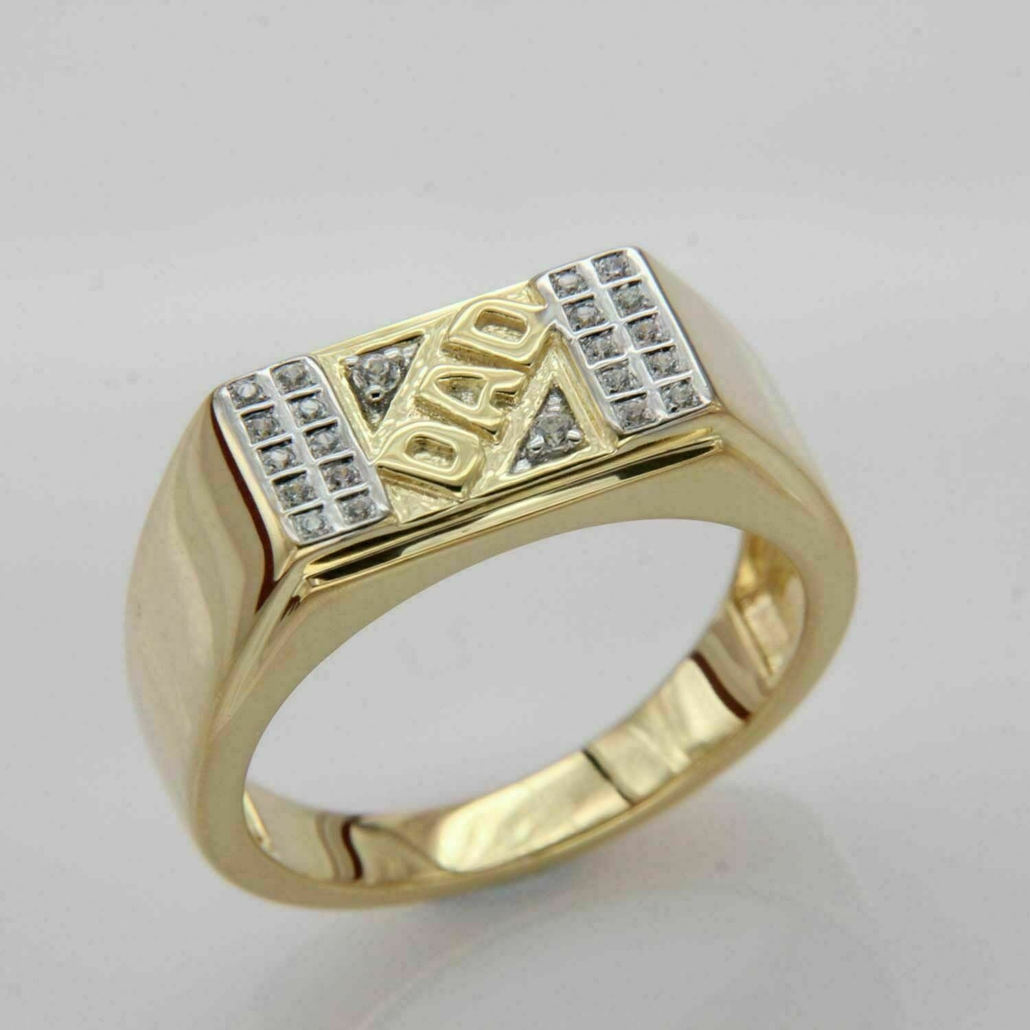 2.0Ct Round Cut Diamond DAD Letter Men's Ring 14K Yellow Gold Plated