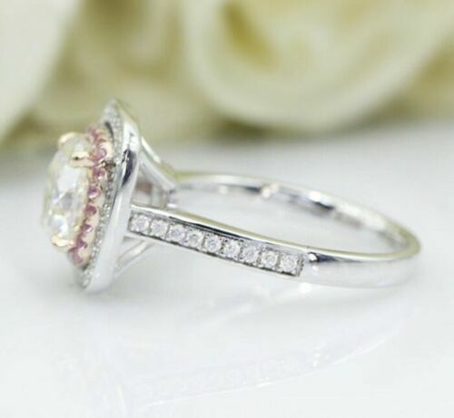 4.00Ct Cushion Cut Glorious Halo Engagement Wedding Ring 14K W Gold