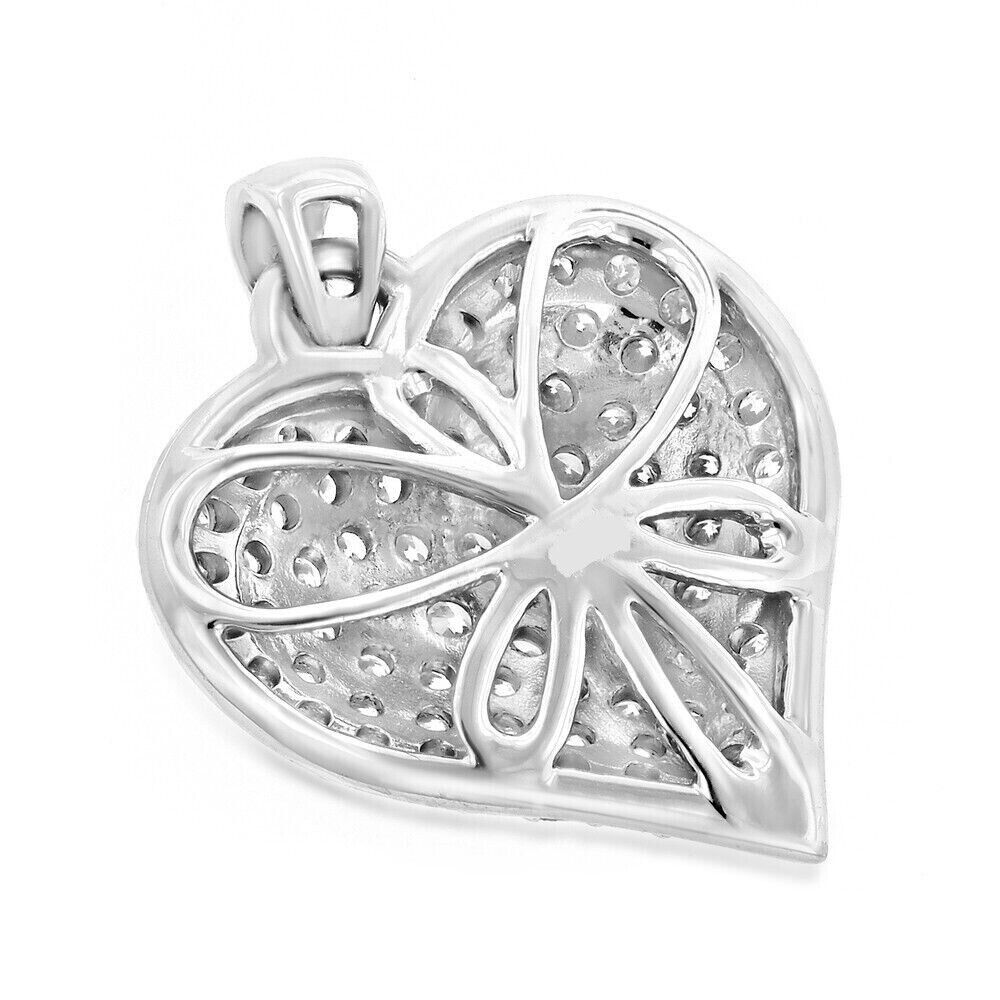 2.0Ct Round Cut Lab-Created Diamond Puffed Heart Shape Pendant 925 Sterling Silver