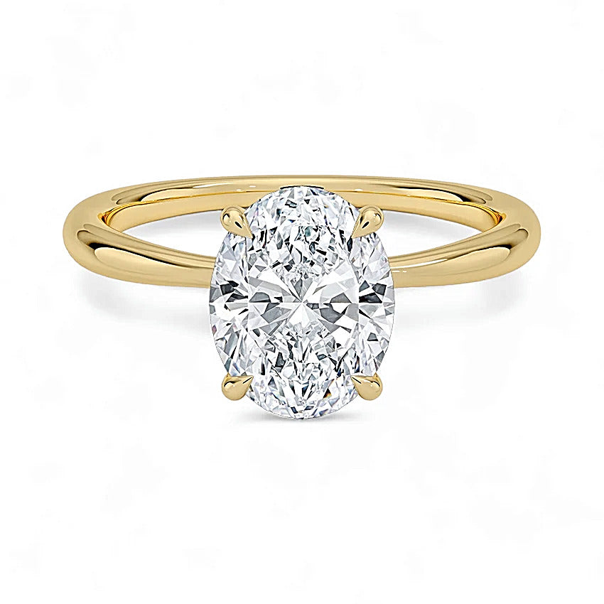 14K Gold IGI Certified Oval Cut Lab Grown Diamond Solitaire Engagement Ring.