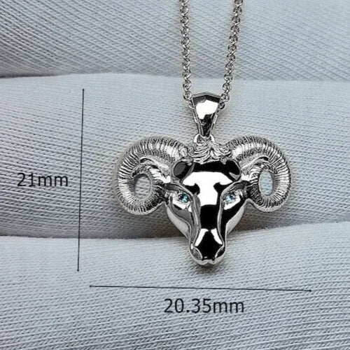 Aries 0.02Ct Round Cut Blue Diamond Lab Created Pendant 14K White Gold Plated