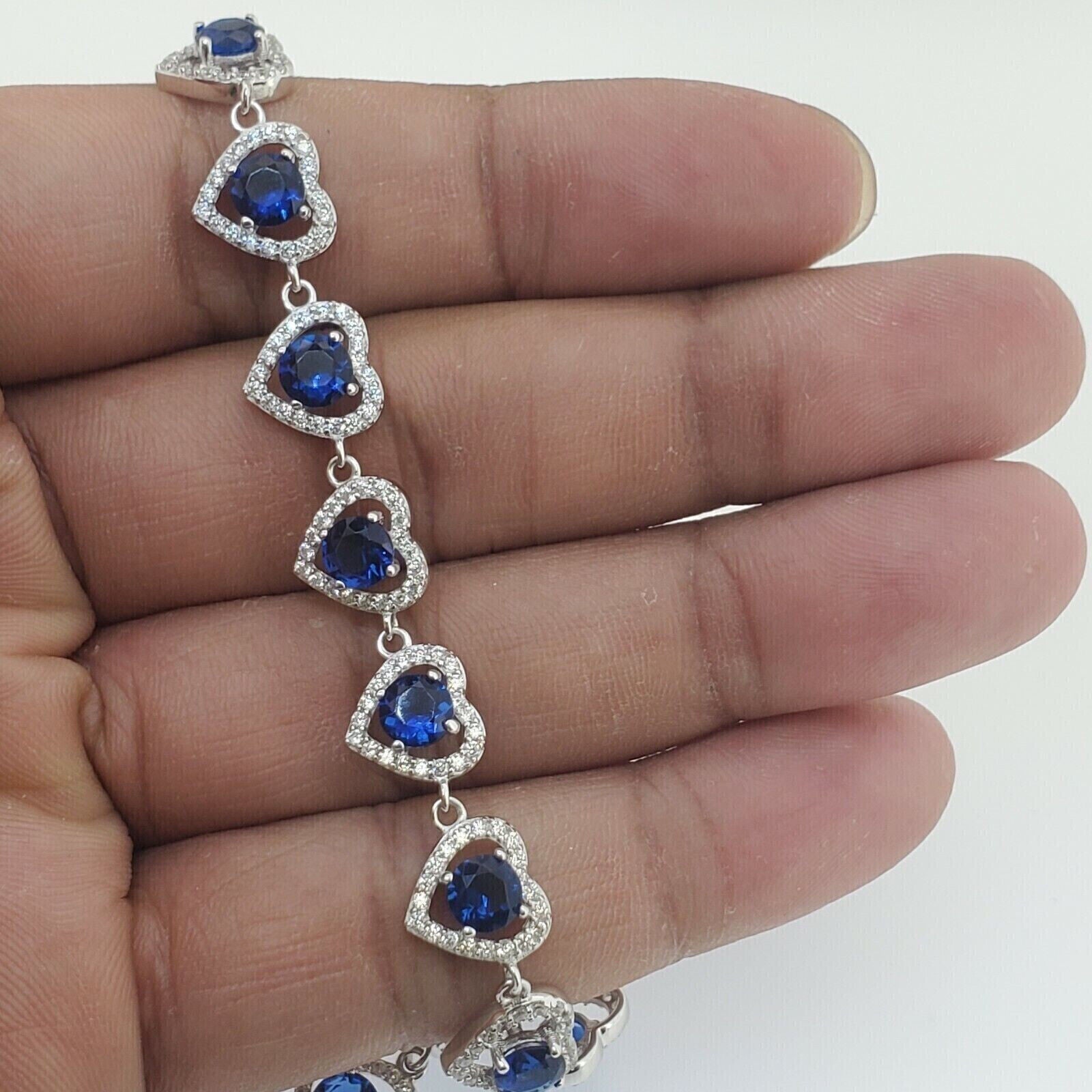 Sapphire Women's Tennis Bracelet 14K White Gold Plated 6.00Ct Round Cut