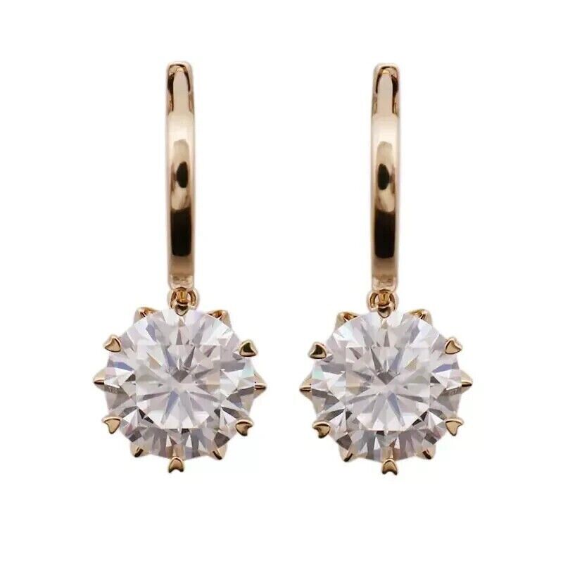 2.00Ct Round Cut Lab-Created Diamond Drop Dangle Earrings 14k Yellow Gold Plated