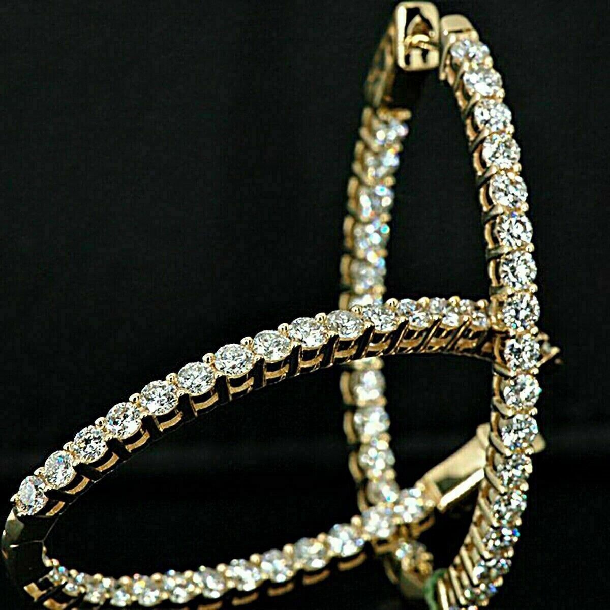 3.00Ct Round Cut Lab-Created Diamond Huggie Hoop Earrings 14K Gold Plated