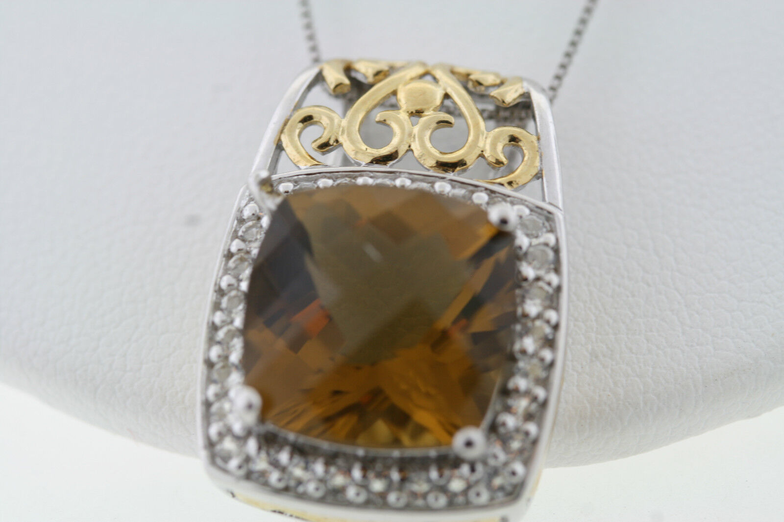 NEW Sterling & 18k Gold-Plated Lab Created White Sapphire & Citrine Necklace