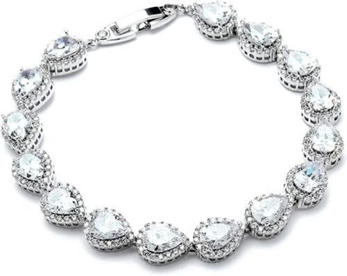 10.00Ct Pear Cut Diamond Tennis Lab Created Women's Bracelet 14K White Gold plated