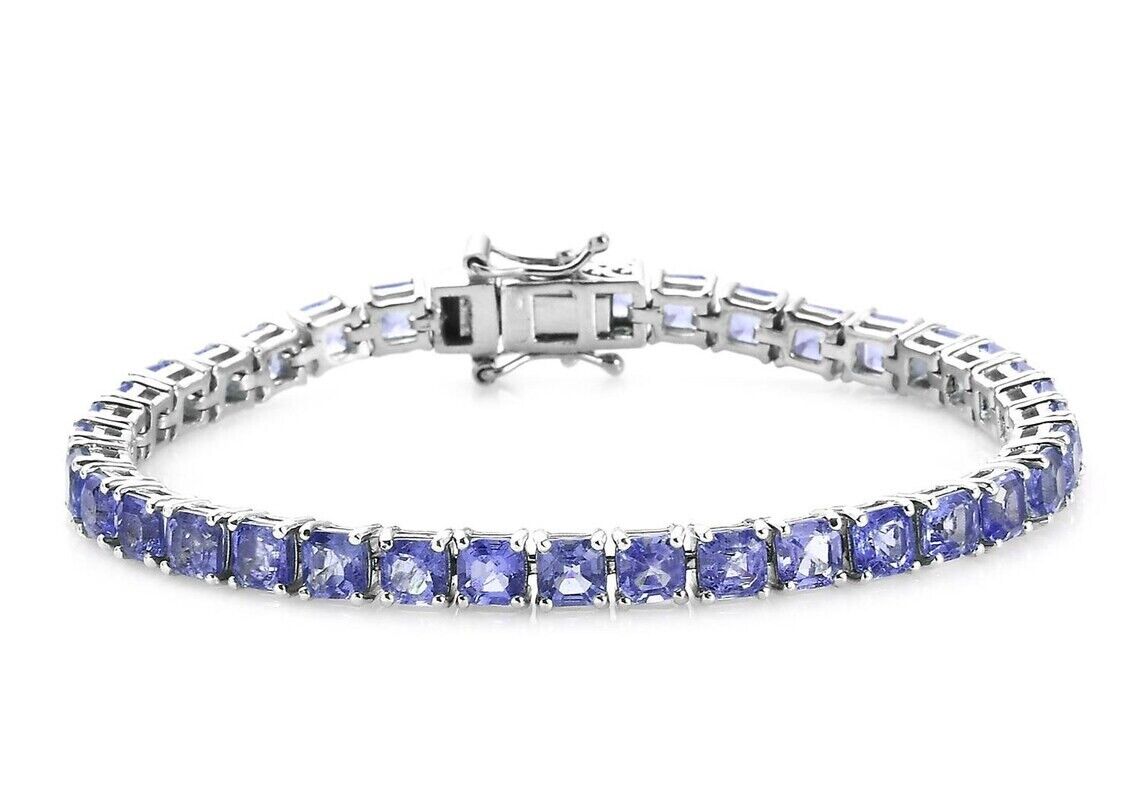 10.00Ct Lab-Created Cushion Cut Tennis Amethyst Bracelet 7 IN 925 Sterling Silver