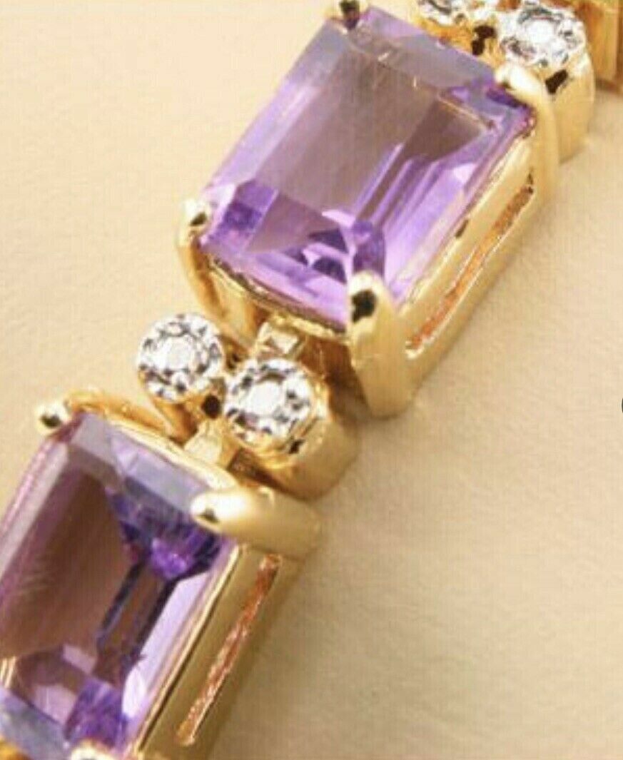 7.0Ct Emerald Cut Lab-Created Amethyst Tennis Gift Bracelet 14k Yellow Gold Plated