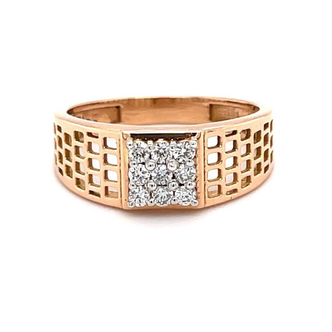 1.44 Ct Diamond Men's Openwork Engagement Ring 14K Rose Gold Plated