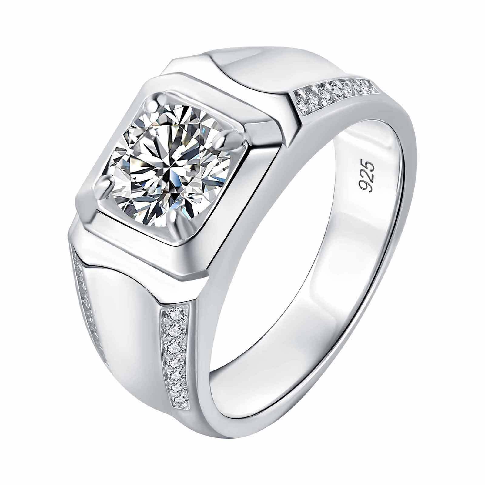 Luxury Real 2CT D Moissanite Wedding Band Ring Women Jewelry 925 Sterling Silver