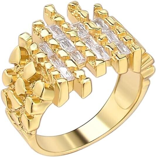 Men's 1.30Ct Baguette Cut Diamond Pinky Band Ring 14k Yellow Gold Over