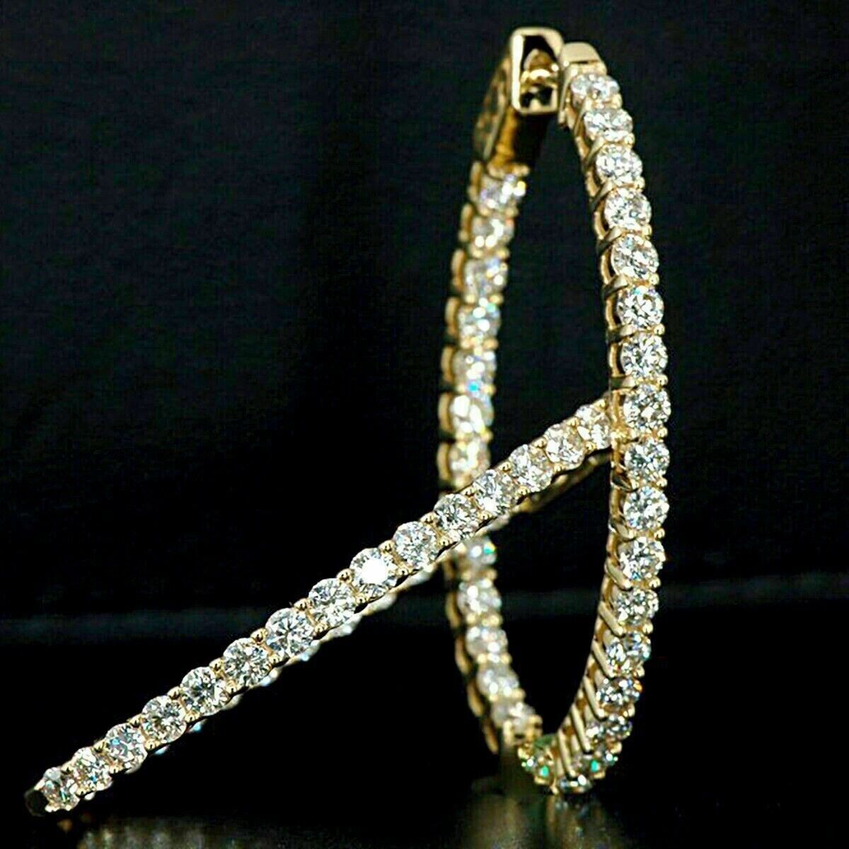 3.00Ct Round Cut Lab-Created Diamond Huggie Hoop Earrings 14K Gold Plated