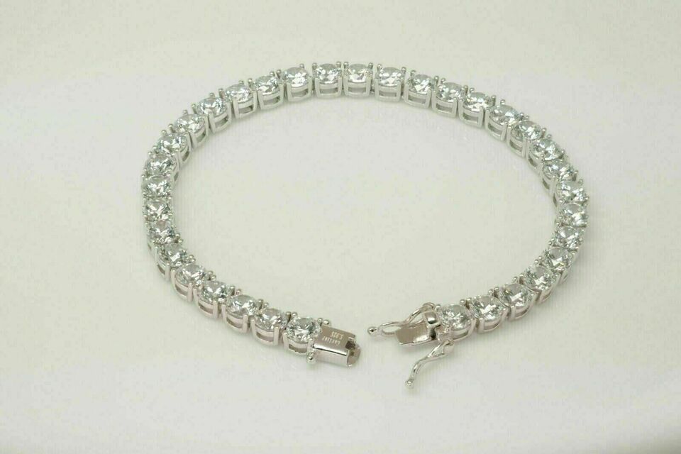 20Ct Round Cut Moissanite Diamond Tennis Bracelet 14K White Gold Finish